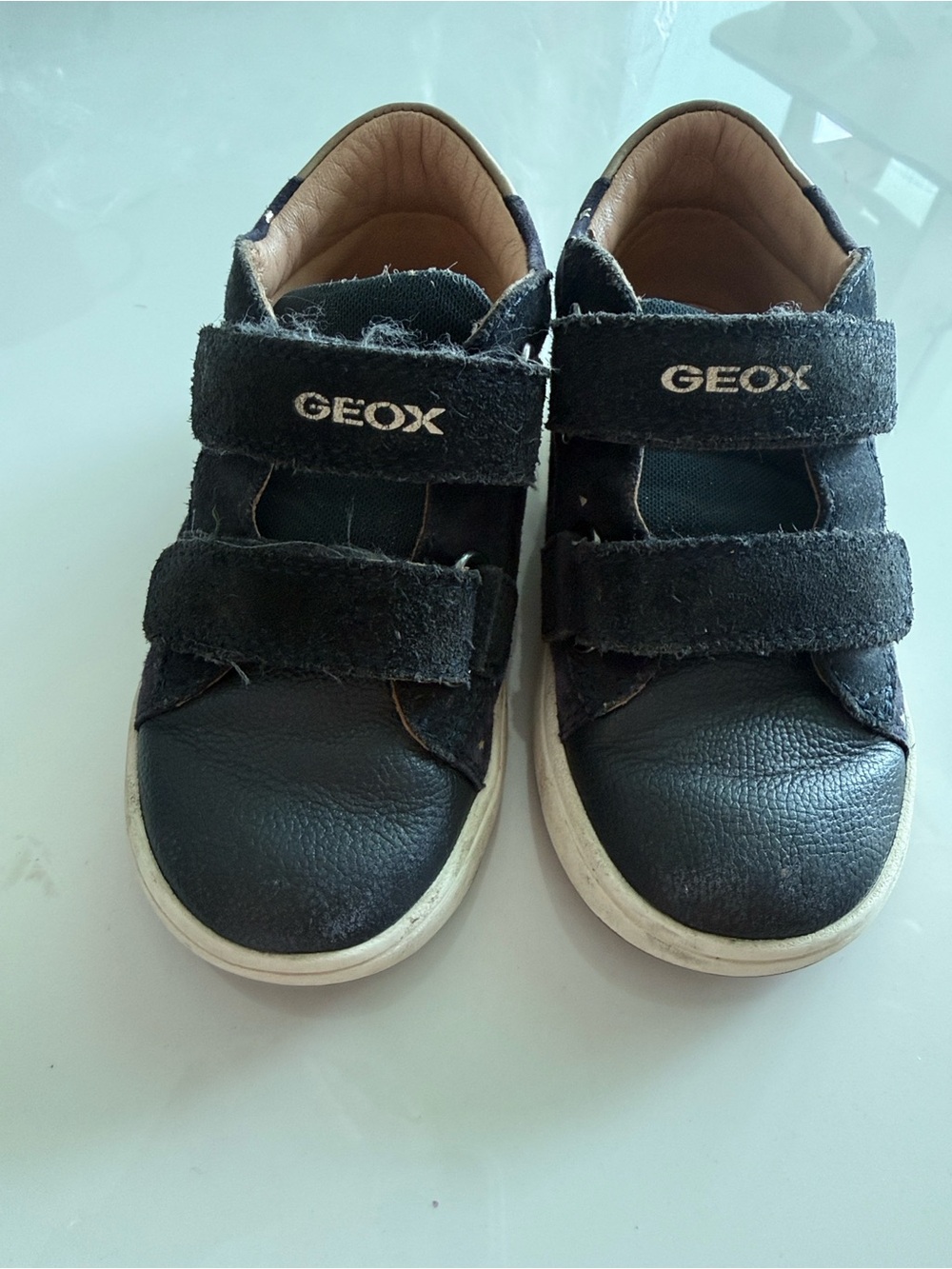 Geox Kids blue Leather Velcro Sneakers